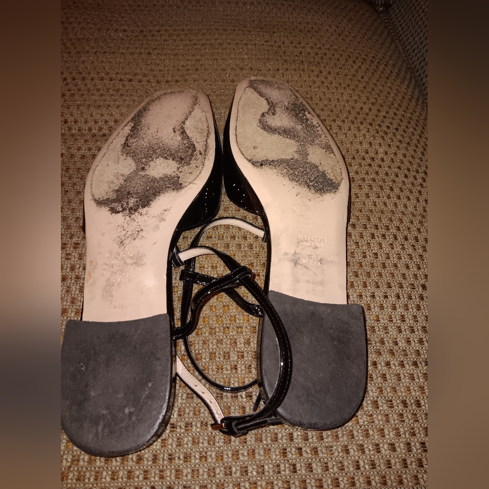 Gucci GG Patent Leather Sandals With Dust Bags Size 7.5 - Picture 5 of 5